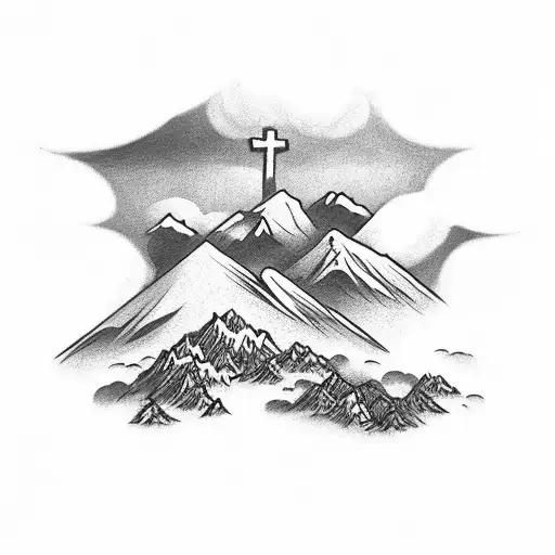 Three Crosses On Mountain Clouds