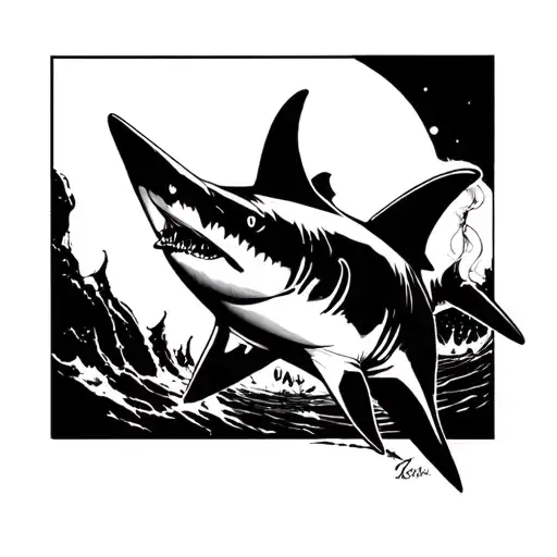 Bull Shark With Girl In Background