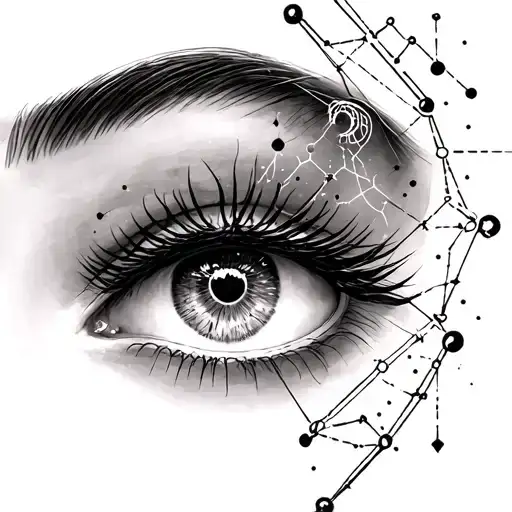 Woman's Eye And Capricorn Constellation