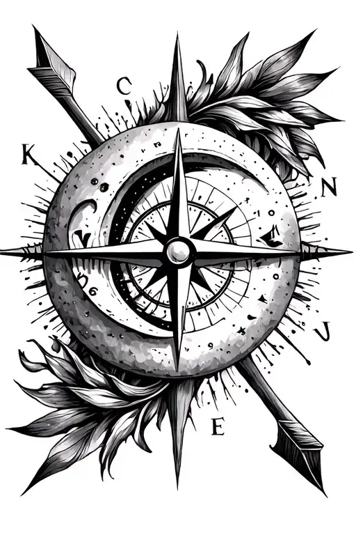 Sun And Moon Compass Arrow