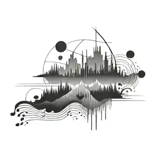 A Geometric Representation Of A Soundwave With Outdoor Scenery Inside