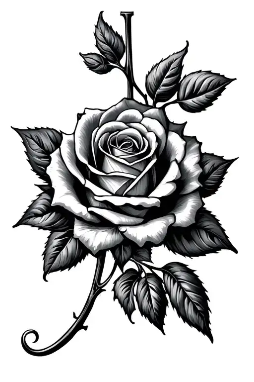 Letter A And Rose Blooming