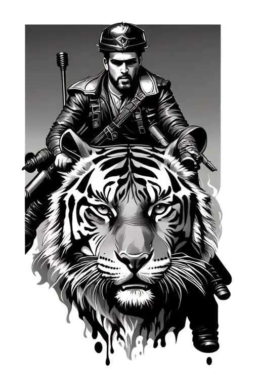 Tiger And Rider Art For Tshirt