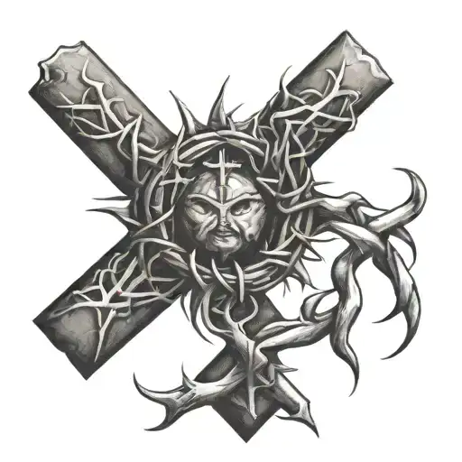 Crown Of Thorns With A Cross In The Middle