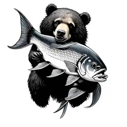 Bear Hugging A Fish