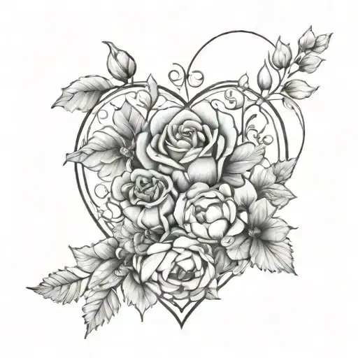 October And August Birth Flowers In A Heart Shape