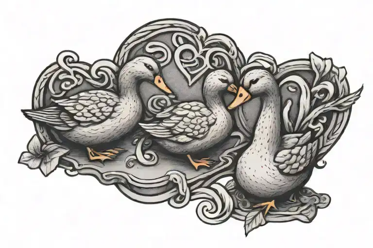 A Love Hearts Made Out Of Bread And Two Ducks Nibbling On It As A