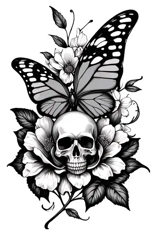 Skull Butterfly Blooming