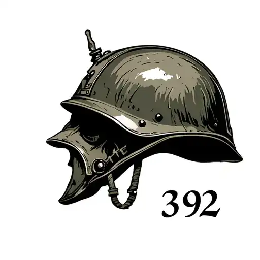 392 In Roman Numerals With An Army Helmet In The Right Corner