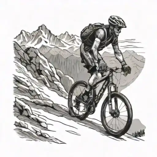 A Detailed Mountain Landscape With A Cyclist Conquering The Alp D'huez