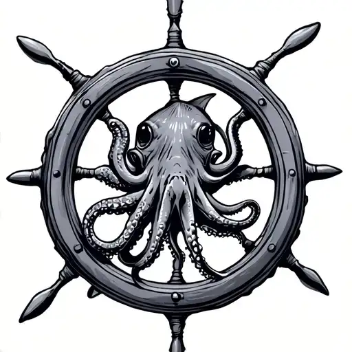 Octopus Stingray Shark Ship Wheel