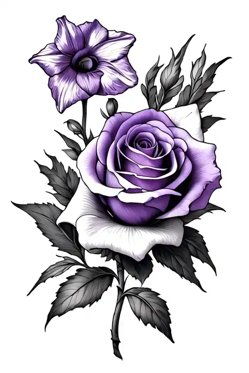 Violet Daffodil And Rose