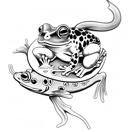 Japanese Frog Riding A Koi