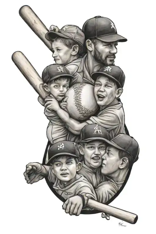 Baseball And Family Portrait