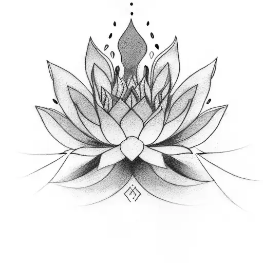 Fine Line Tatto Of Phoenix And A Lotus Flower Together