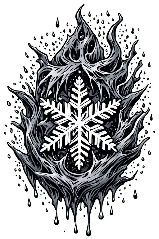 Snowflake Melting Into Rain