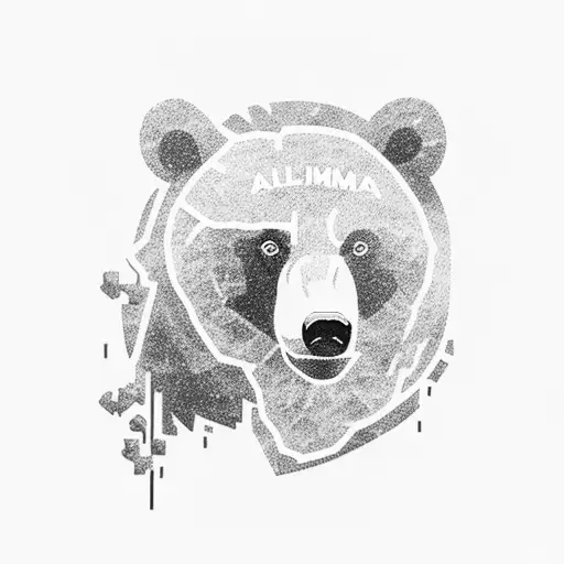 Alma's Name Integrated Into A Bear Silhouette