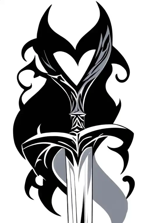 A Sword With A Heart-shaped Hilt Tribal