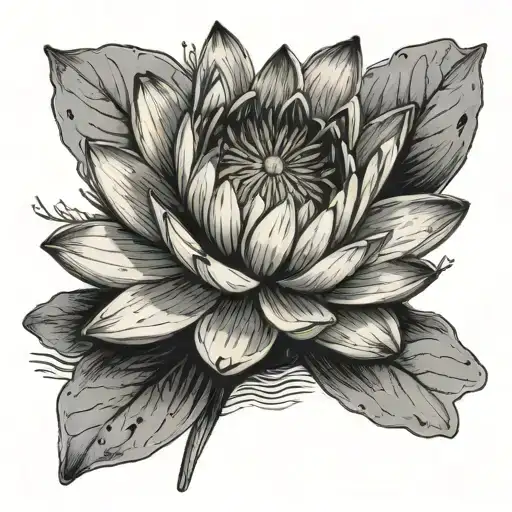 Water Lily With Bee Perched