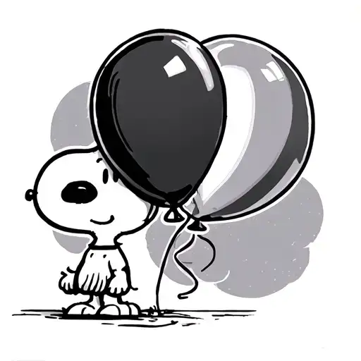 Snoopy Sadly Letting Go Of A Balloon