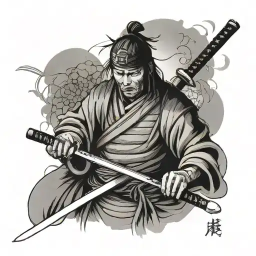 Samourai With Katana Sword