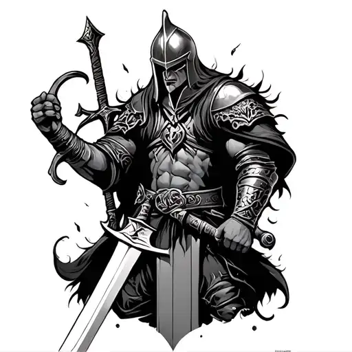 Dark Besrsek Warrior With Helemt And Sword