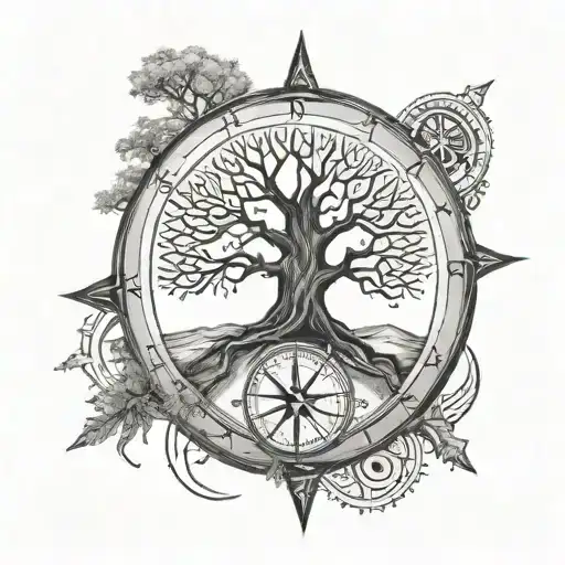 In Three Circles Home Tree Of Life Rune Compass
