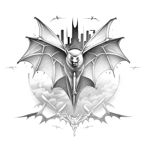 Large Bat Large Wings Full Back Graveyard Under Wings