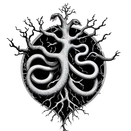 Poison Tree With Roots Turning Into Snakes