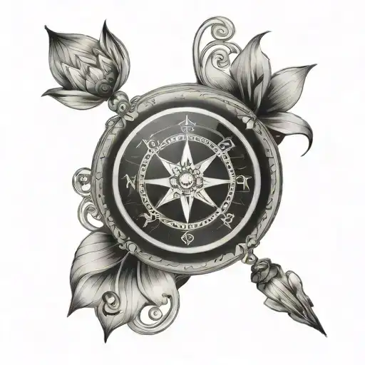 Compass With Lotus Flowers Wrapped