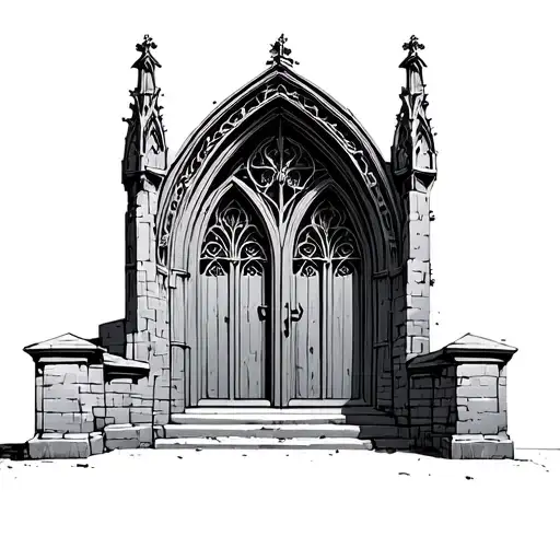 Cathedral Gothic Front Doors Of Heavy Wood And Heavy Iron Black Hardware