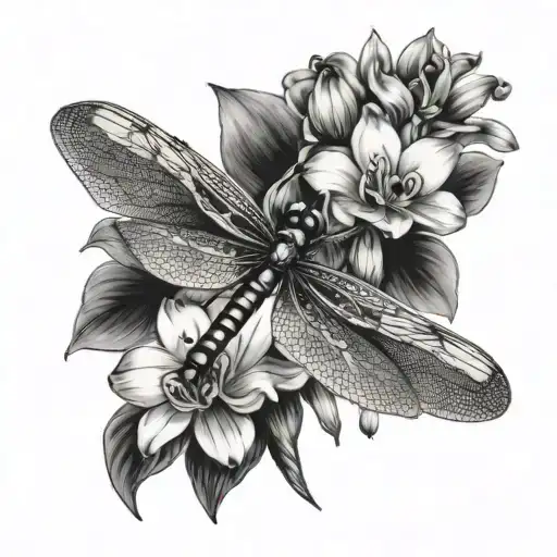 Dragonfly Poses On An Orchid