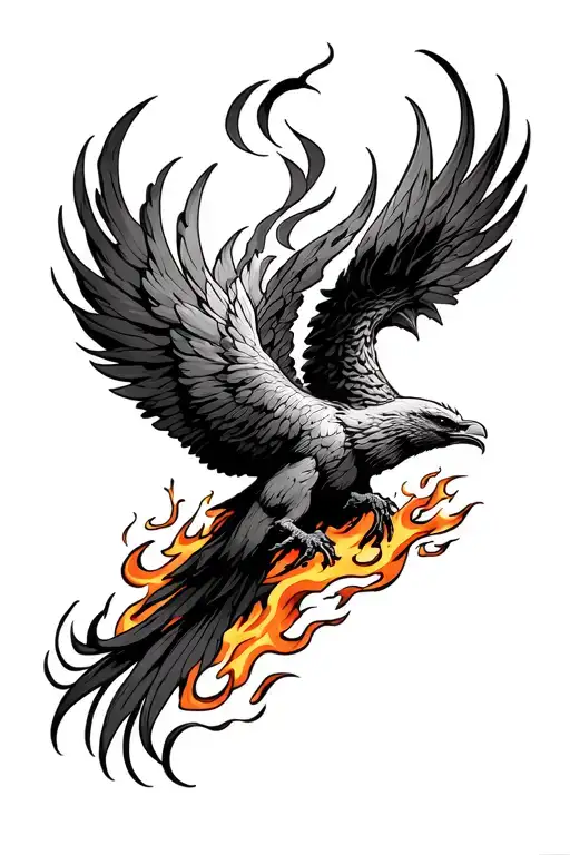 Phoenix Coming Out Of Fire Flames