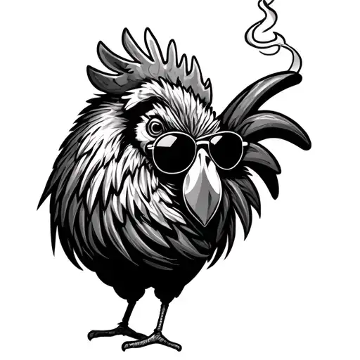 Gangster Rooster With Sunglasses Smoking