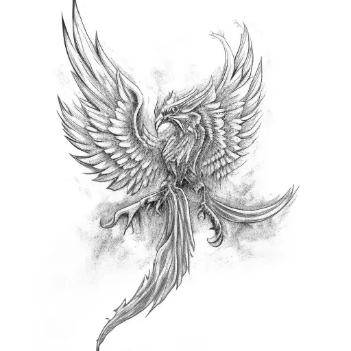 Phoenix With Fire With Ash With Architecture