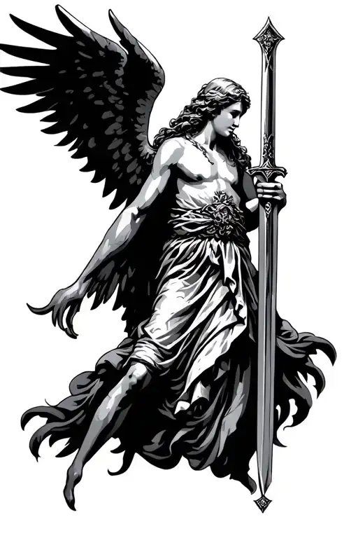 Renascentist Angel Holding A Sword