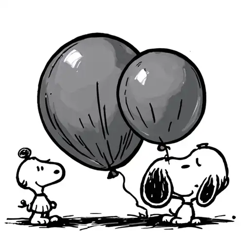 Snoopy Letting Go Of A Balloon Sadly