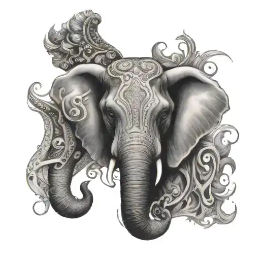 Elephant Head Spirit Tattoo Design