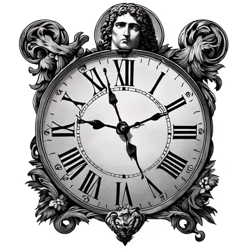 Saint Christopher And Roman Numbers And A Clock Face