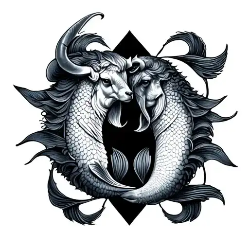 Taurus And Pisces Mixed Together Symbolizing Love