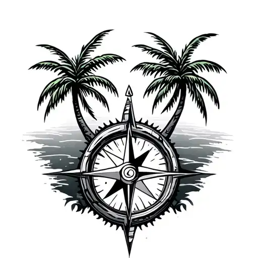 Palm Trees And Compass