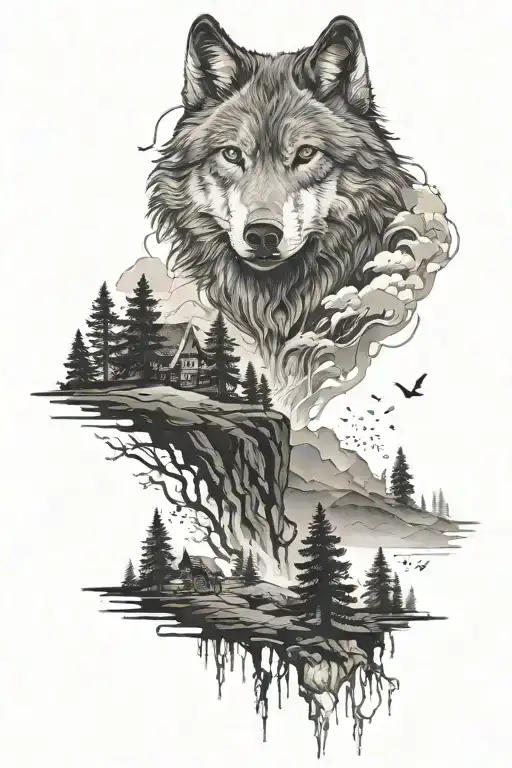 Wolf Landscape Background