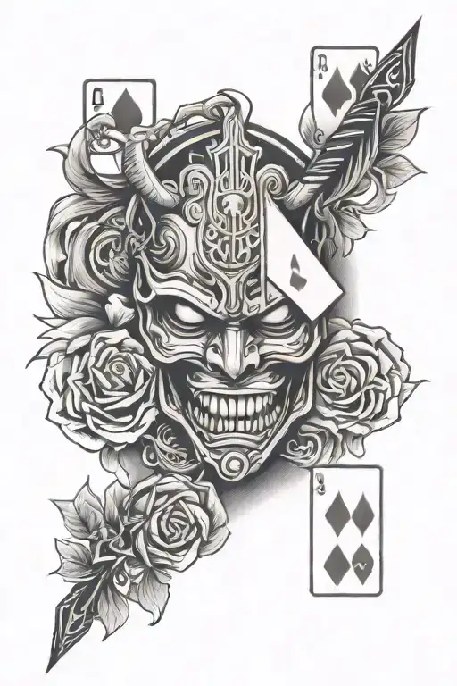 Playing Card And Oni Mask