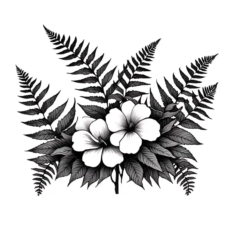 Dogwood With Some Mixed Ferns Coming Over Each Shoulder