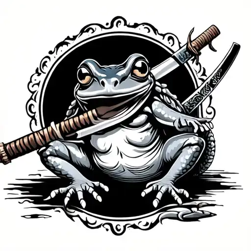 Oriental Frog With A Katana Sword