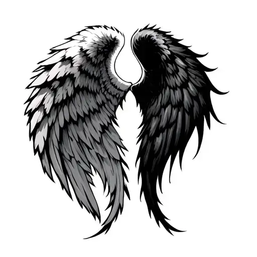 Angel Wing And Devil Wing Next To Each Other
