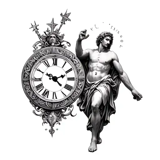 Saint Christopher And Roman Numbers And A Clock Face Sleeve