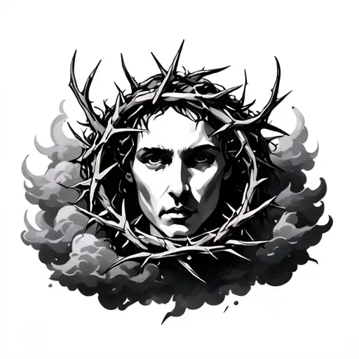 Crown Of Thorns With Clouds Surrounding