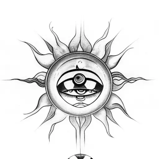 Sun With Third Eye And Clouds