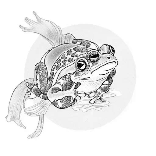 Japanese Frog Riding A Koi
